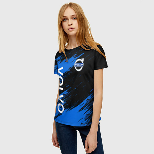 Женская футболка ВОЛЬВО, VOLVO Черно синий / 3D-принт – фото 3