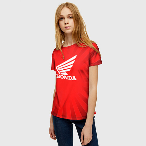 Женская футболка Honda красные линии / 3D-принт – фото 3