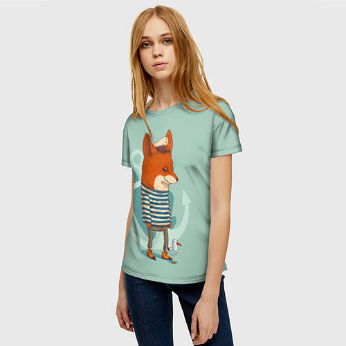 Женская футболка Лис-моряк / 3D-принт – фото 3