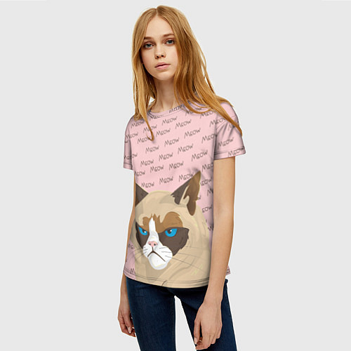 Женская футболка Angry Cat Злой кот / 3D-принт – фото 3