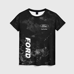 Футболка женская Ford, Форд, Серый фон, цвет: 3D-принт