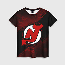 Футболка женская New Jersey Devils, Нью Джерси Девилз, цвет: 3D-принт