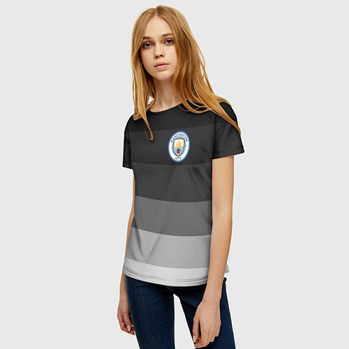 Женская футболка Манчестер Сити, Manchester City, Серый градиент / 3D-принт – фото 3