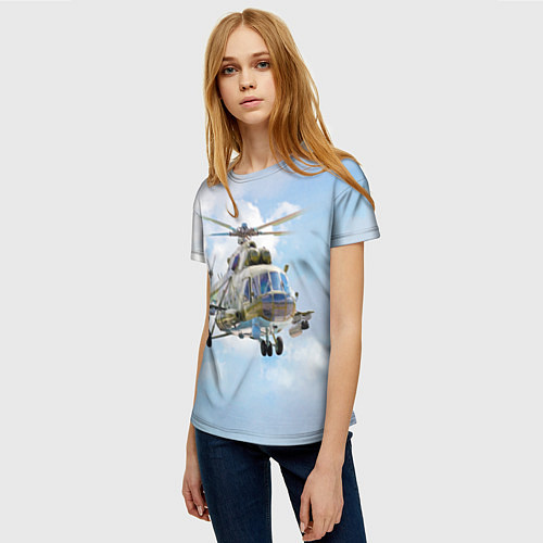 Женская футболка Многоцелевой вертолёт МИ-8 / 3D-принт – фото 3