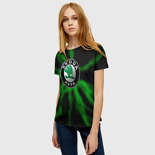 Женская футболка Skoda - Гроза / 3D-принт – фото 3