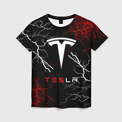 Футболка женская Tesla Трещины с молниями, цвет: 3D-принт