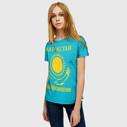 Женская футболка КАЗАКСТАН / 3D-принт – фото 3