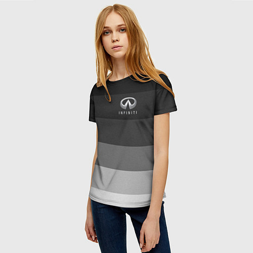 Женская футболка Infiniti, Инфинити серый градиент / 3D-принт – фото 3