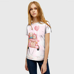 Футболка женская Влюбленные мишки на машине Свадьба, цвет: 3D-принт — фото 2