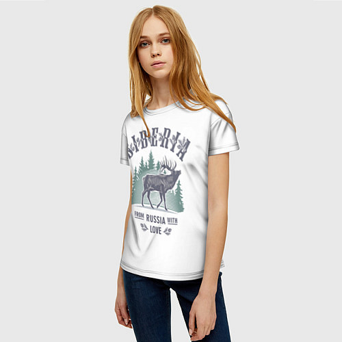 Женская футболка SIBERIA из России с Любовью / 3D-принт – фото 3