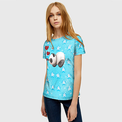 Женская футболка Сонная милая панда / 3D-принт – фото 3