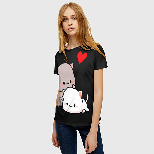Женская футболка Котическая любовь Kitty Love / 3D-принт – фото 3