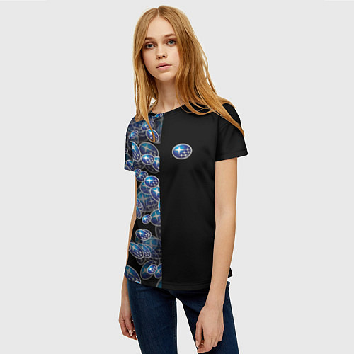Женская футболка SUBARU HALF PATTERN LOGO / 3D-принт – фото 3