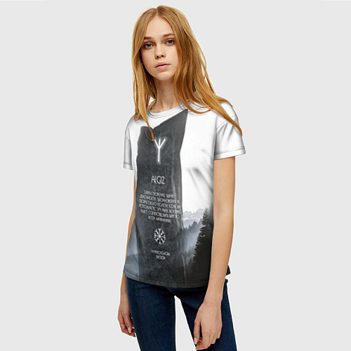 Женская футболка Алгиз-Руна / 3D-принт – фото 3