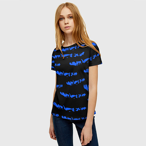 Женская футболка Полосатый синий с черным как водяной тигр / 3D-принт – фото 3