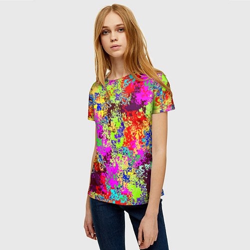 Женская футболка Пиксельный камуфляж Токсик / 3D-принт – фото 3