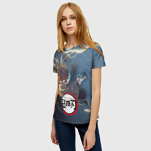 Женская футболка Клинок рассекающий демонов Зенитсу / 3D-принт – фото 3