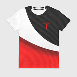Футболка женская TESLA - ЦВЕТА КОМПАНИИ, цвет: 3D-принт