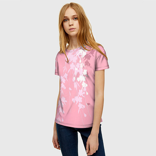 Женская футболка Цветущая ива / 3D-принт – фото 3