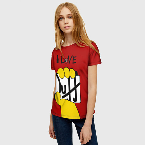 Женская футболка I LOVE DUFF Симпсоны, Simpsons / 3D-принт – фото 3
