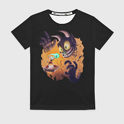 Футболка женская Борьба Чашки с Дьяволом Cuphead, цвет: 3D-принт