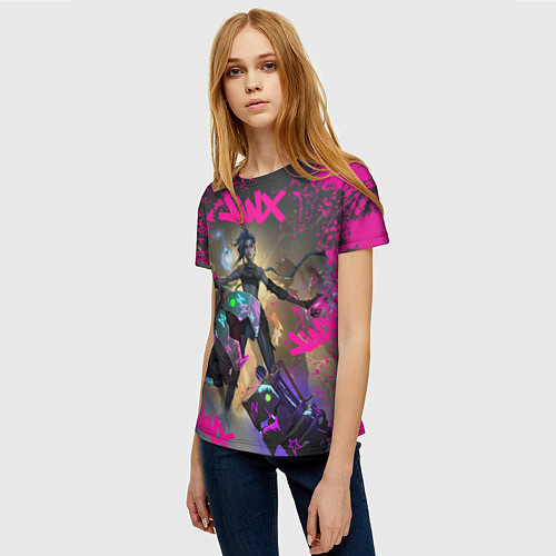 Женская футболка Jinx v3 Arcane LoL / 3D-принт – фото 3