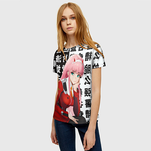 Женская футболка Ноль два Любимый во франксе Zero Two / 3D-принт – фото 3