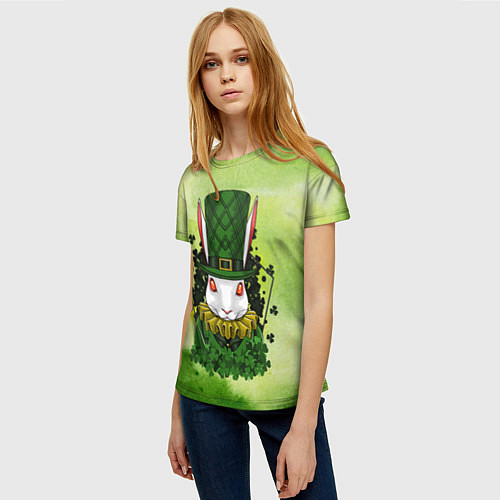 Женская футболка Кролик в шляпе / 3D-принт – фото 3
