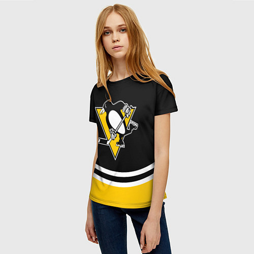 Женская футболка Pittsburgh Penguins Питтсбург Пингвинз / 3D-принт – фото 3