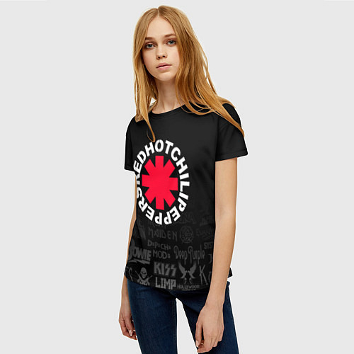 Женская футболка Red Hot Chili Peppers Логотипы рок групп / 3D-принт – фото 3