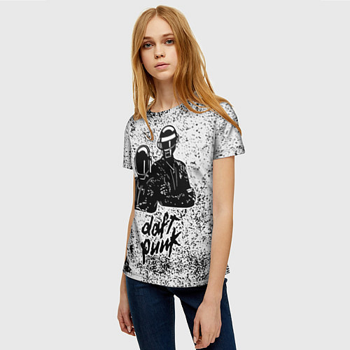 Женская футболка Daft Punk B&W / 3D-принт – фото 3