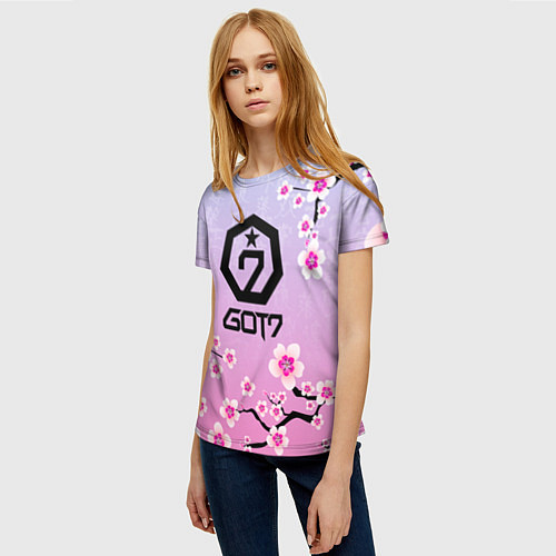 Женская футболка GOT7 ЦВЕТЫ САКУРЫ / 3D-принт – фото 3