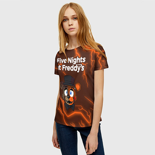 Женская футболка FNAF - ФРЕДДИ - Молнии / 3D-принт – фото 3