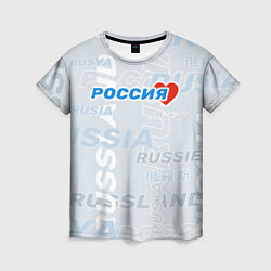 Футболка женская Россия - на разных языках мира, цвет: 3D-принт