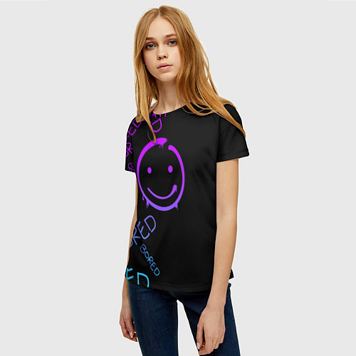 Женская футболка Neon Bored Half pattern / 3D-принт – фото 3