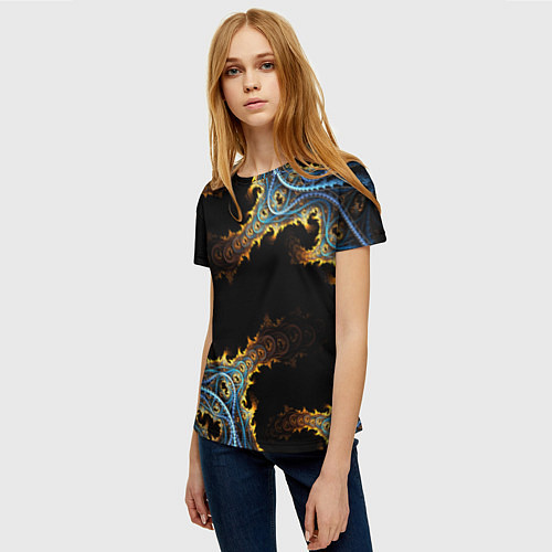 Женская футболка Огненные фракталы 3d / 3D-принт – фото 3
