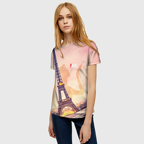 Женская футболка Эйфилева Башня - Париж / 3D-принт – фото 3