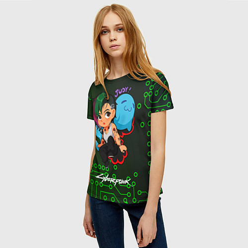 Женская футболка Judy art cyberpunk 2077 / 3D-принт – фото 3