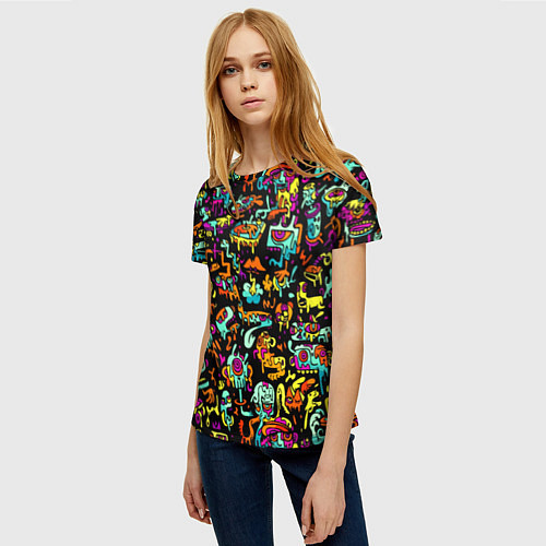 Женская футболка Прикольный красочный паттерн / 3D-принт – фото 3