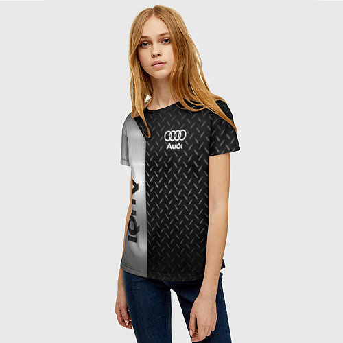 Женская футболка AUDI АУДИ МЕТАЛ / 3D-принт – фото 3