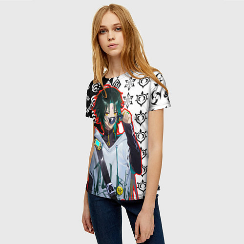 Женская футболка Сяо модный парень Геншин импкт / 3D-принт – фото 3