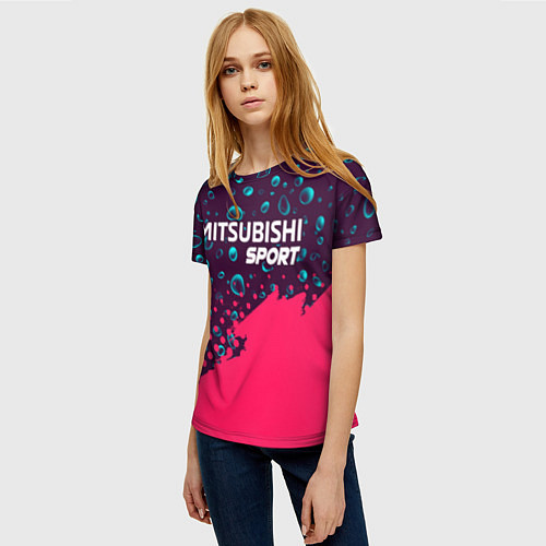 Женская футболка MITSUBISHI Sport Краски / 3D-принт – фото 3