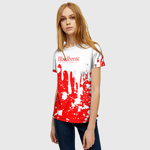Женская футболка BLOODBORNE брызги / 3D-принт – фото 3