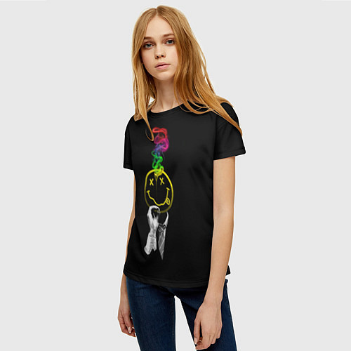 Женская футболка NIRVANA цветной дым / 3D-принт – фото 3
