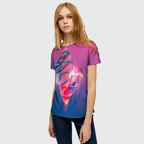 Женская футболка Неоновый кристалл / 3D-принт – фото 3