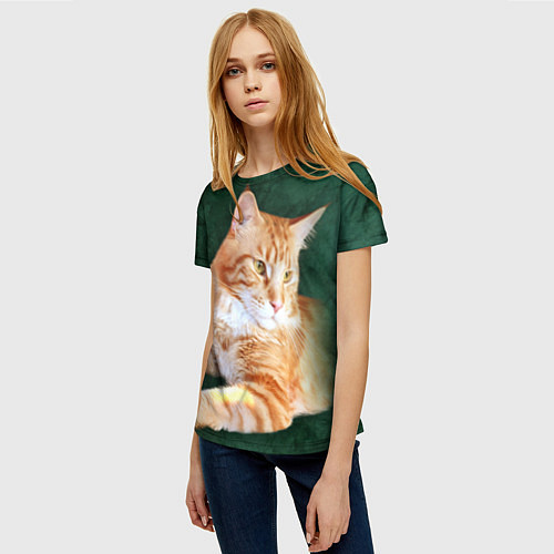 Женская футболка Мейн кун рыжий кот / 3D-принт – фото 3