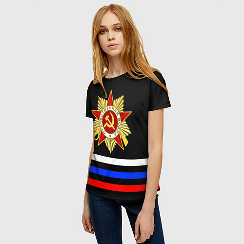 Женская футболка ВЕЛИКАЯ ОТЕЧЕСТВЕННАЯ 3 ЛИНИИ / 3D-принт – фото 3