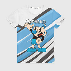 Футболка женская Cuphead синяя чашечка, цвет: 3D-принт