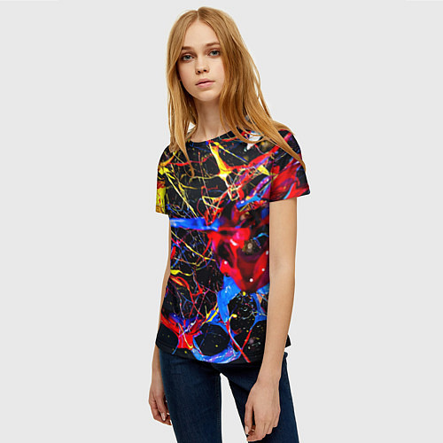 Женская футболка Импрессионизм Vanguard neon pattern / 3D-принт – фото 3
