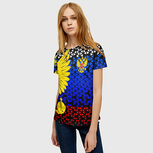 Женская футболка Герб флаг россии / 3D-принт – фото 3